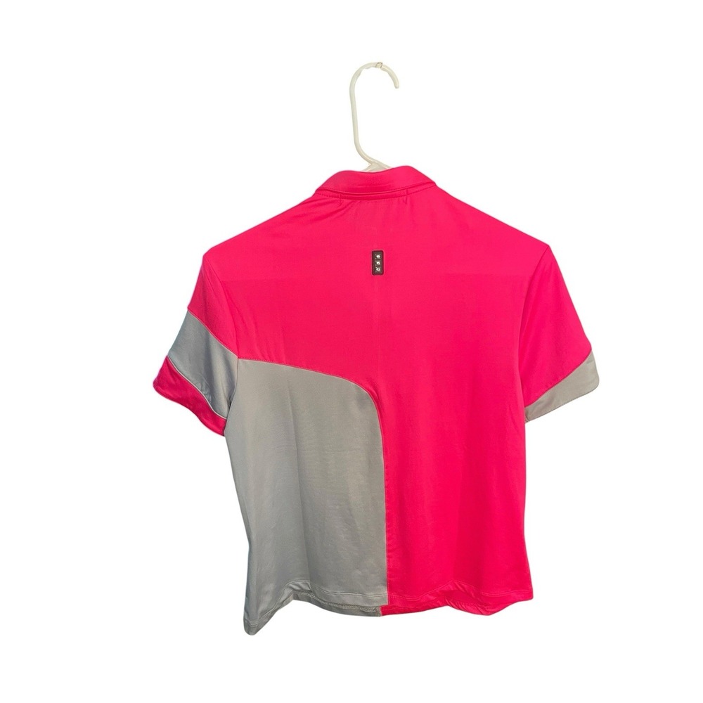 Jamie Sadock Top Womens Small Pink Golf 1/4 Zip Polo Short Sleeves Stretch Knit